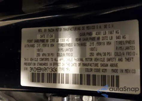 2024 Mazda Cx-30 2.5 S Select Sport из США, поврежденный, VIN 3MVDMBBMXRM713434